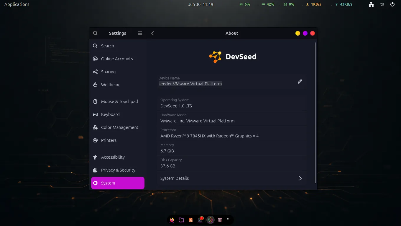 Tampilan About OS